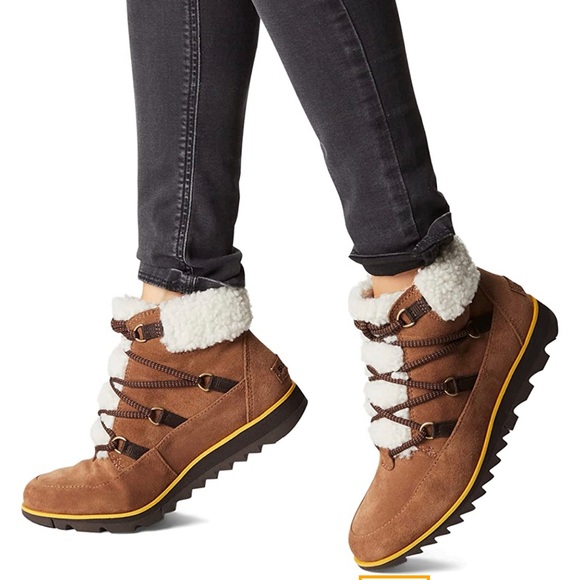 SOREL HARLOW LACE COZY WATERPROOF VELVET TAN BROWN SIZE: 8 - Picture 5 of 6